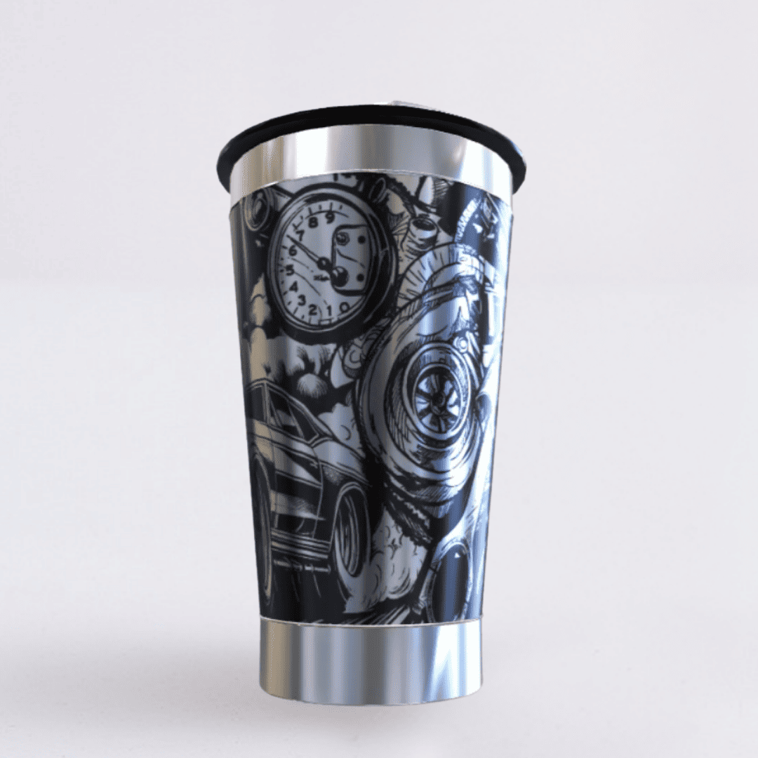 Arrancada – Copo Térmico Preto Personalizado 360° a Laser + Brinde
