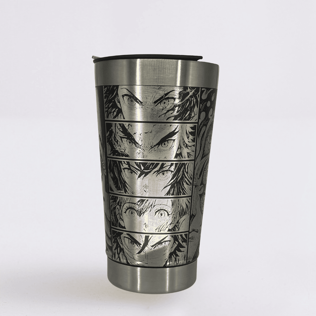 Demon Slayer – Copo Térmico Preto Personalizado 360° a Laser + Brinde