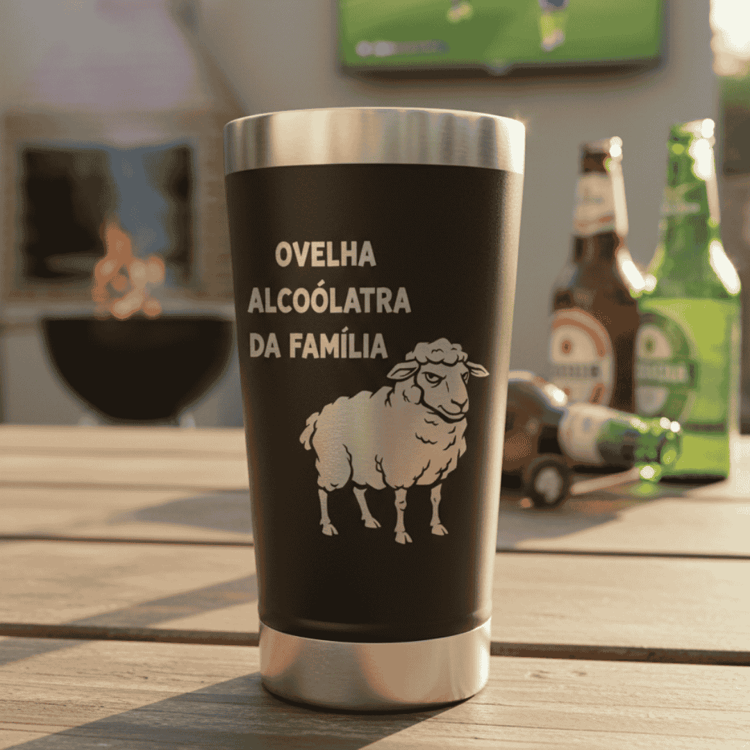 Meme #03 – Coleção Cervejeiros | Copo Térmico Preto + Brinde