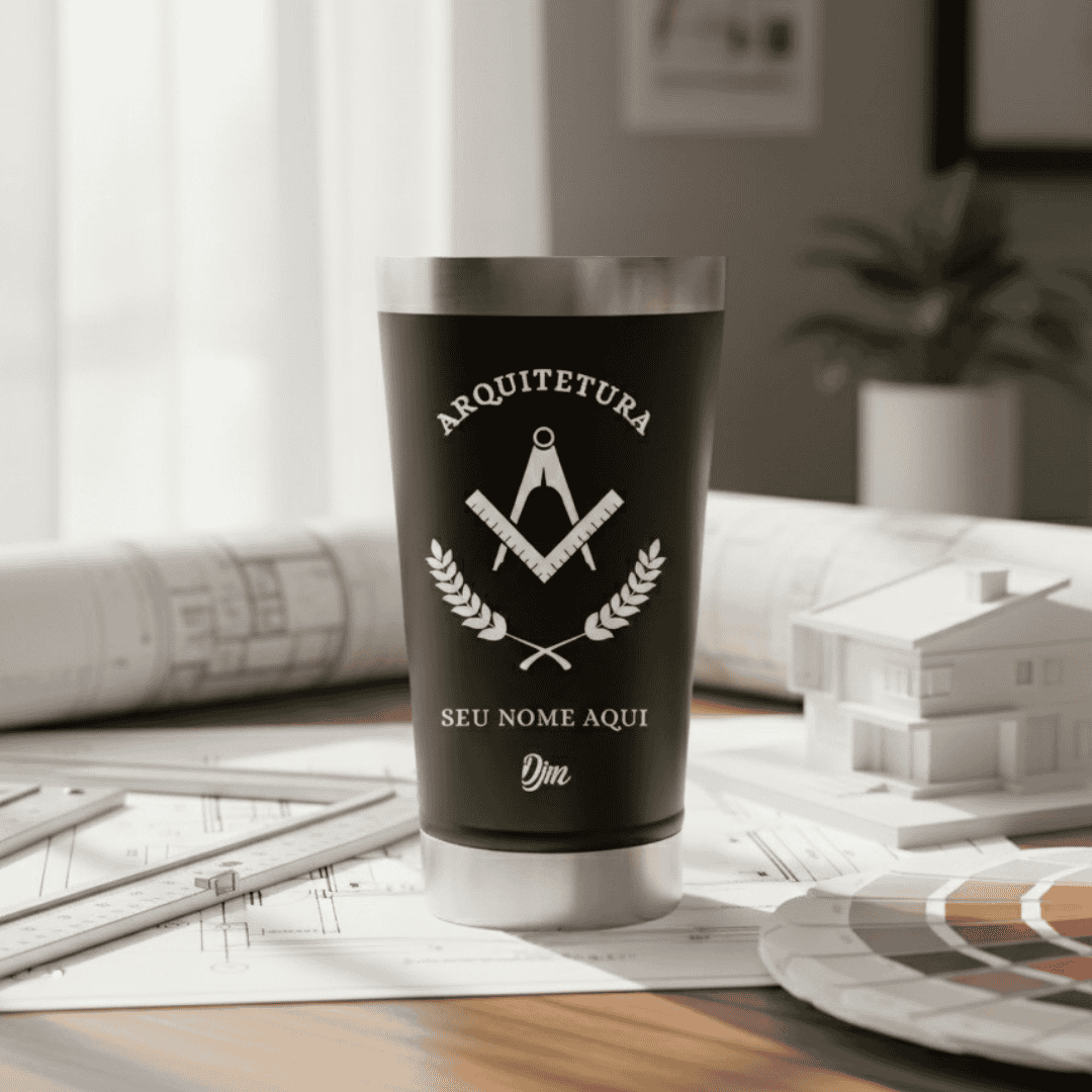 Arquitetura – Copo Térmico Preto Personalizado | Seu Nome + Brinde