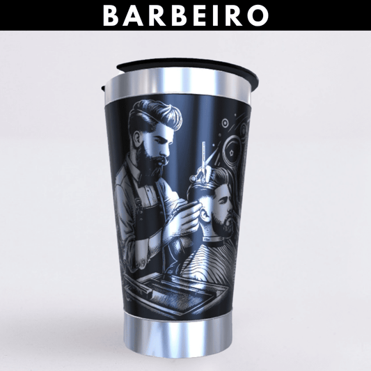 Barbeiro – Copo Térmico Preto Personalizado 360° a Laser + Brinde