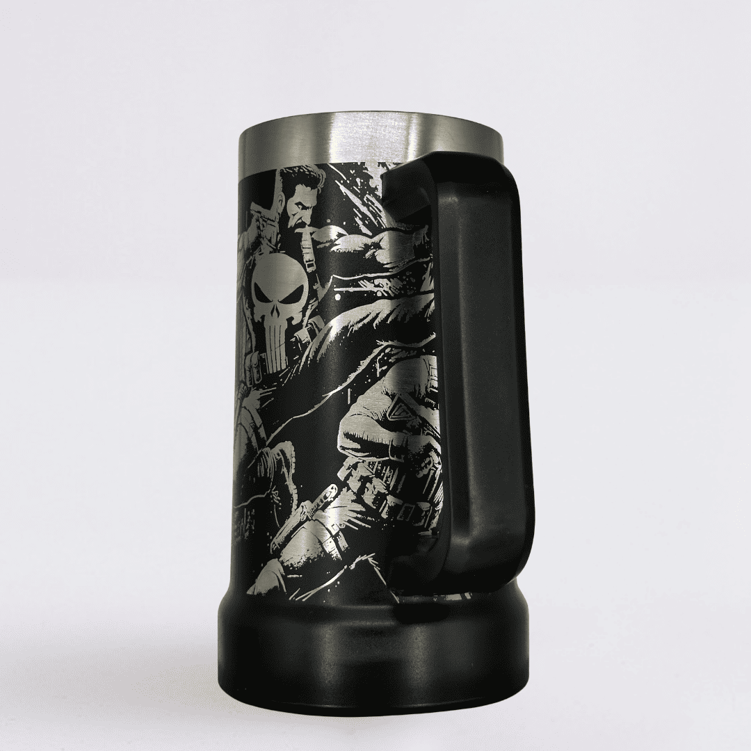 Punisher #01 –  Caneca Térmica Preta 710ML - Gravação 360° a Laser + Brinde