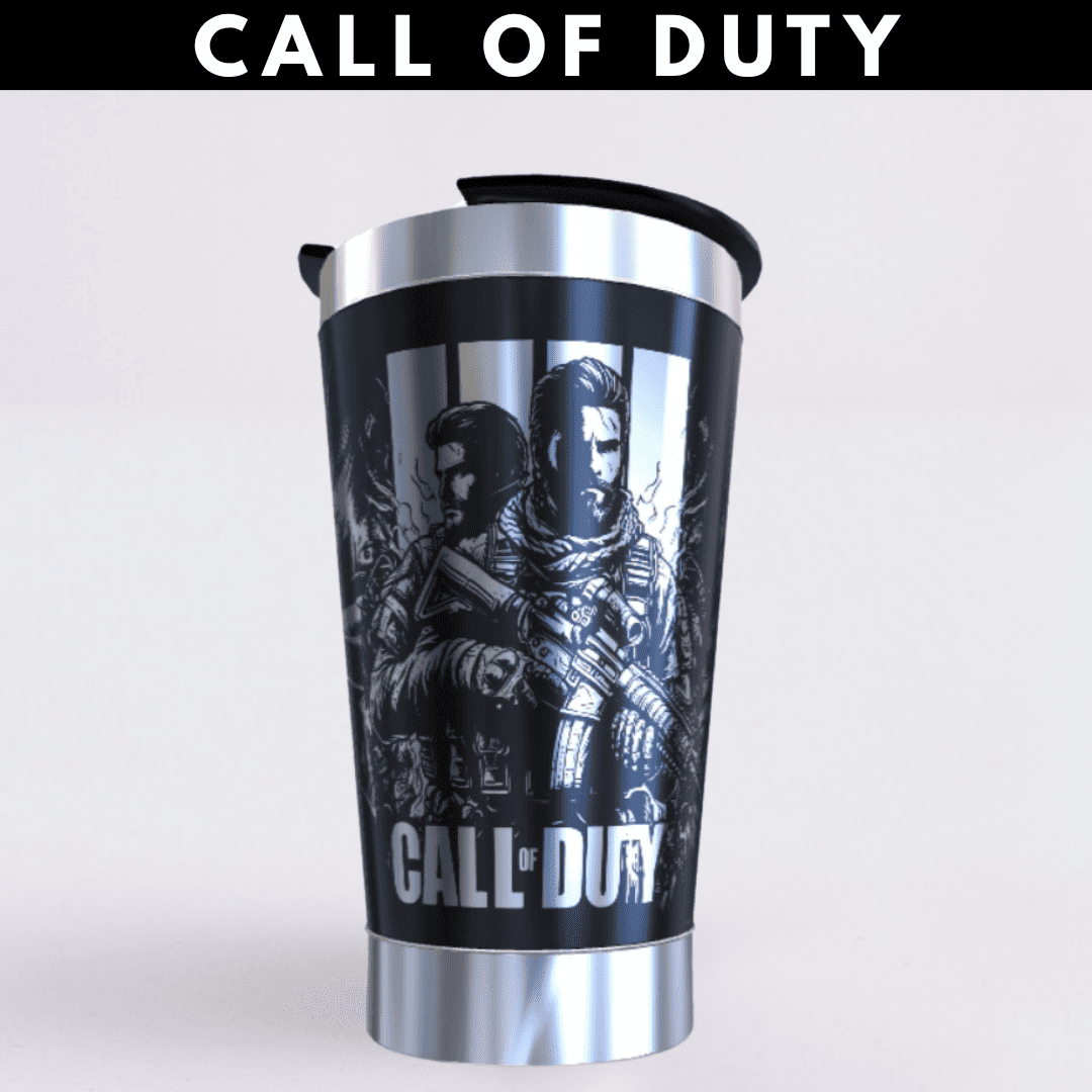 Call Of Duty – Copo Térmico Preto Personalizado 360° a Laser + Brinde