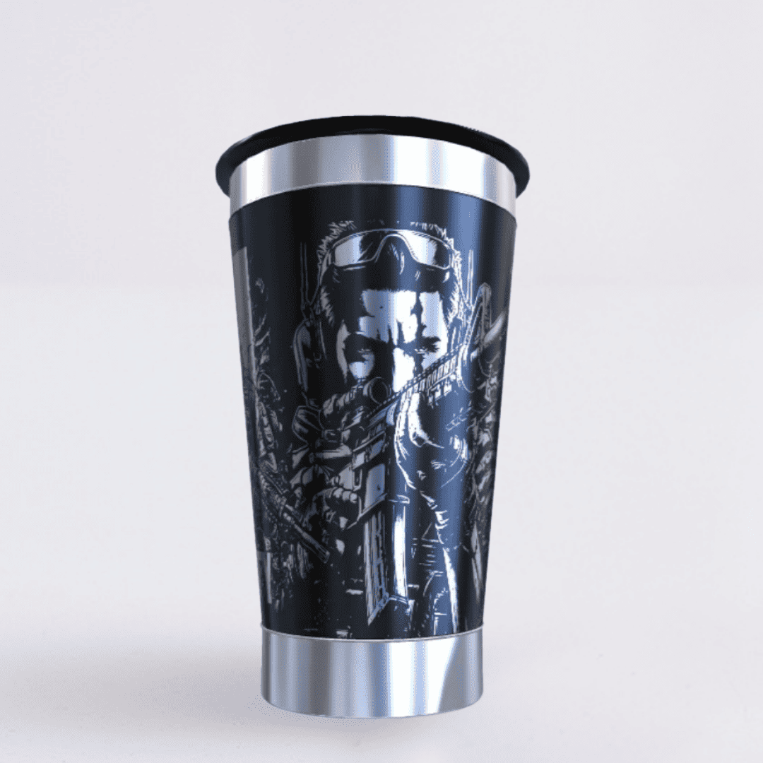 Call Of Duty – Copo Térmico Preto Personalizado 360° a Laser + Brinde
