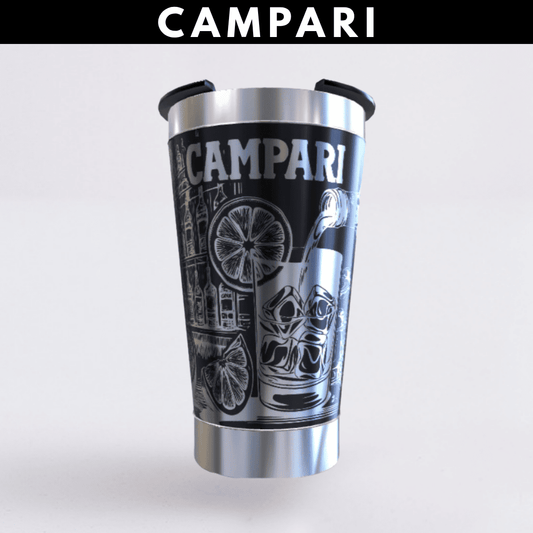 Campari  – Copo Térmico Preto Personalizado 360° a Laser + Brinde