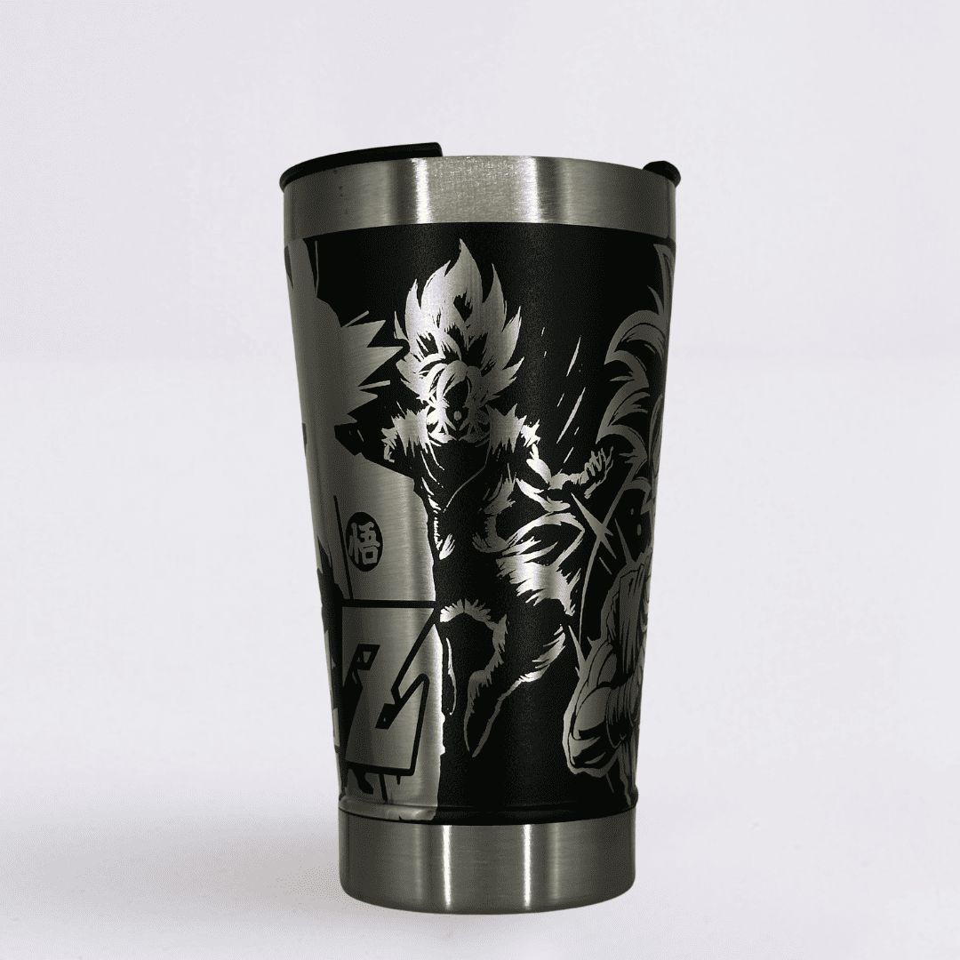 Dragon Ball Z – Copo Térmico Preto Personalizado 360° a Laser + Brinde
