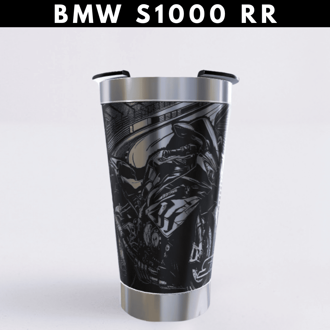 BMW S1000 RR – Copo Térmico Preto Personalizado 360° a Laser + Brinde