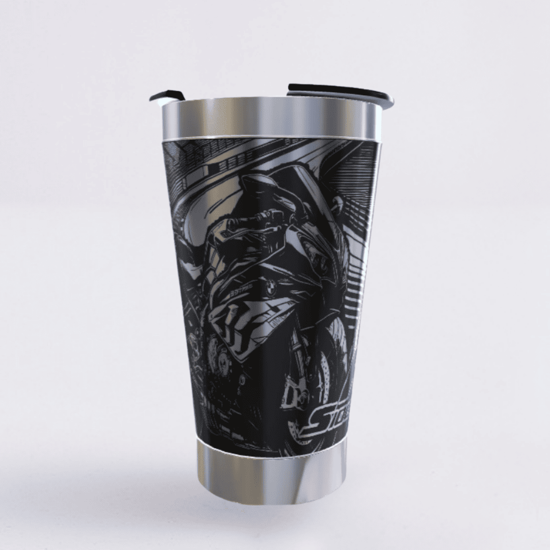 BMW S1000 RR – Copo Térmico Preto Personalizado 360° a Laser + Brinde