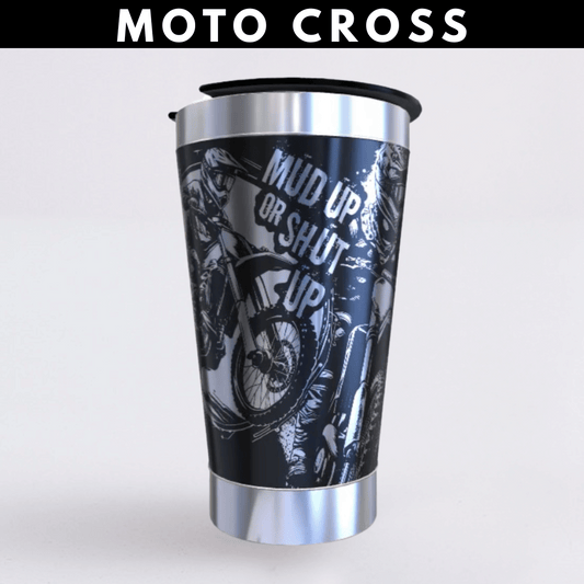 Moto Cross – Copo Térmico Preto Personalizado 360° a Laser + Brinde