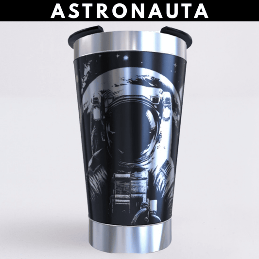 Astronauta – Copo Térmico Preto Personalizado 360° a Laser + Brinde