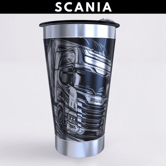 Scania – Copo Térmico Preto Personalizado 360° a Laser + Brinde