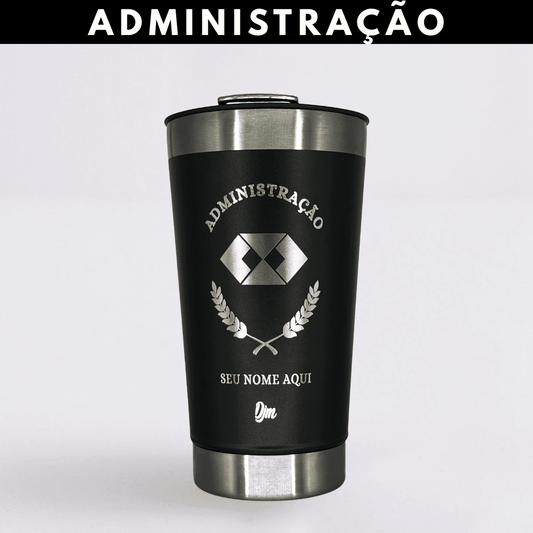 Administração – Copo Térmico Preto Personalizado | Seu Nome + Brinde