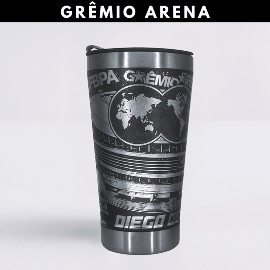 Grêmio Arena – Copo Térmico Preto Personalizado 360° a Laser + Brinde