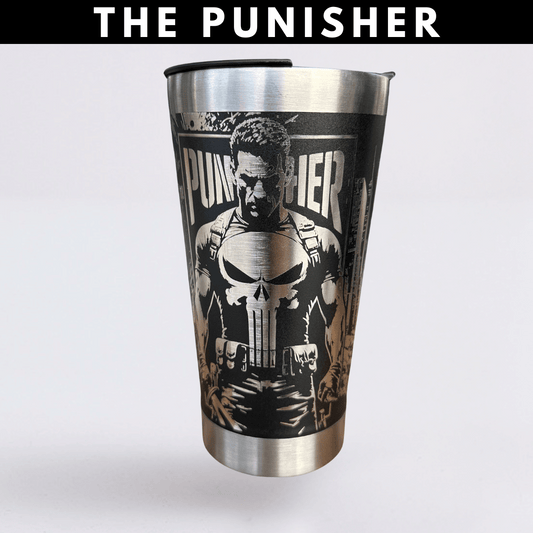 The Punisher #01 | Copo Térmico Preto Personalizado 360° a Laser + Brinde