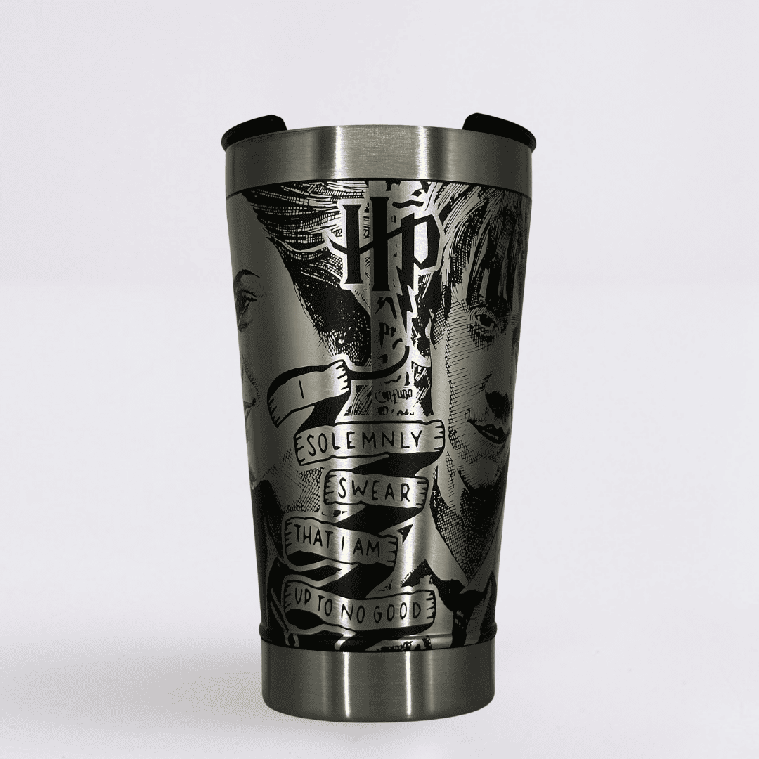 Harry Potter #01 – Copo Térmico Preto Personalizado 360° a Laser + Brinde