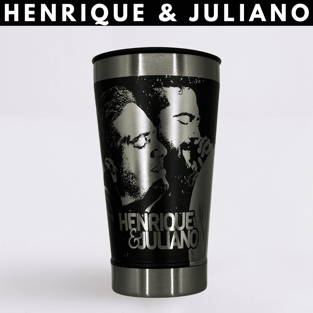 Henrique & Juliano  – Copo Térmico Preto Personalizado 360° a Laser + Brinde