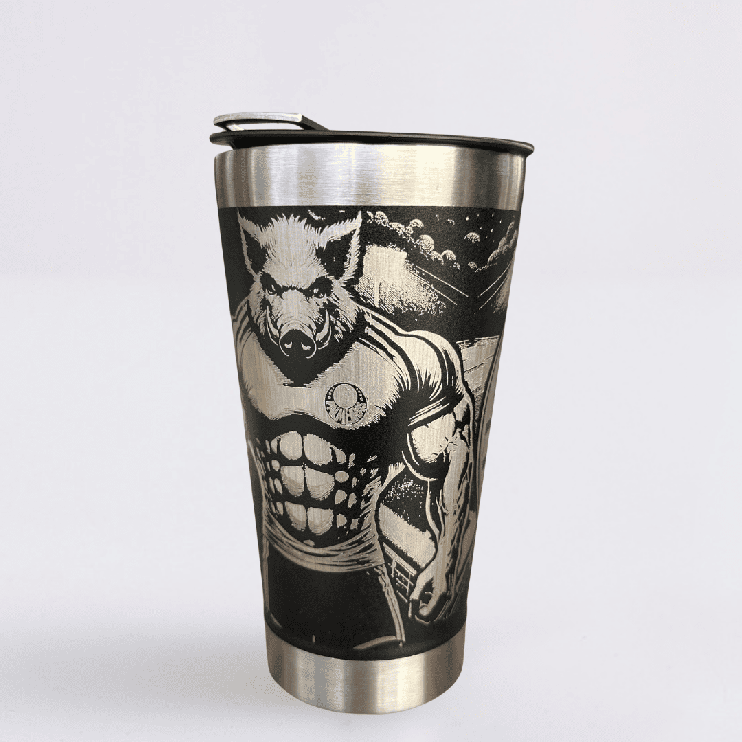 Palmeiras – Copo Térmico Preto Personalizado 360° a Laser + Brinde