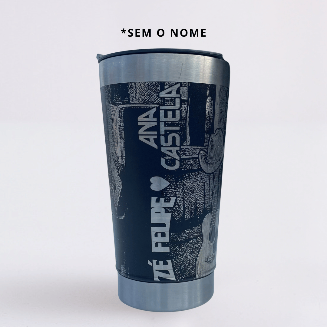 Sua Boca Mente – Copo Térmico Preto Personalizado 360° a Laser + Brinde