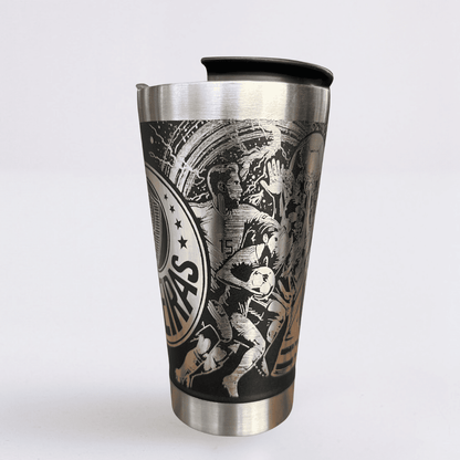 Palmeiras – Copo Térmico Preto Personalizado 360° a Laser + Brinde