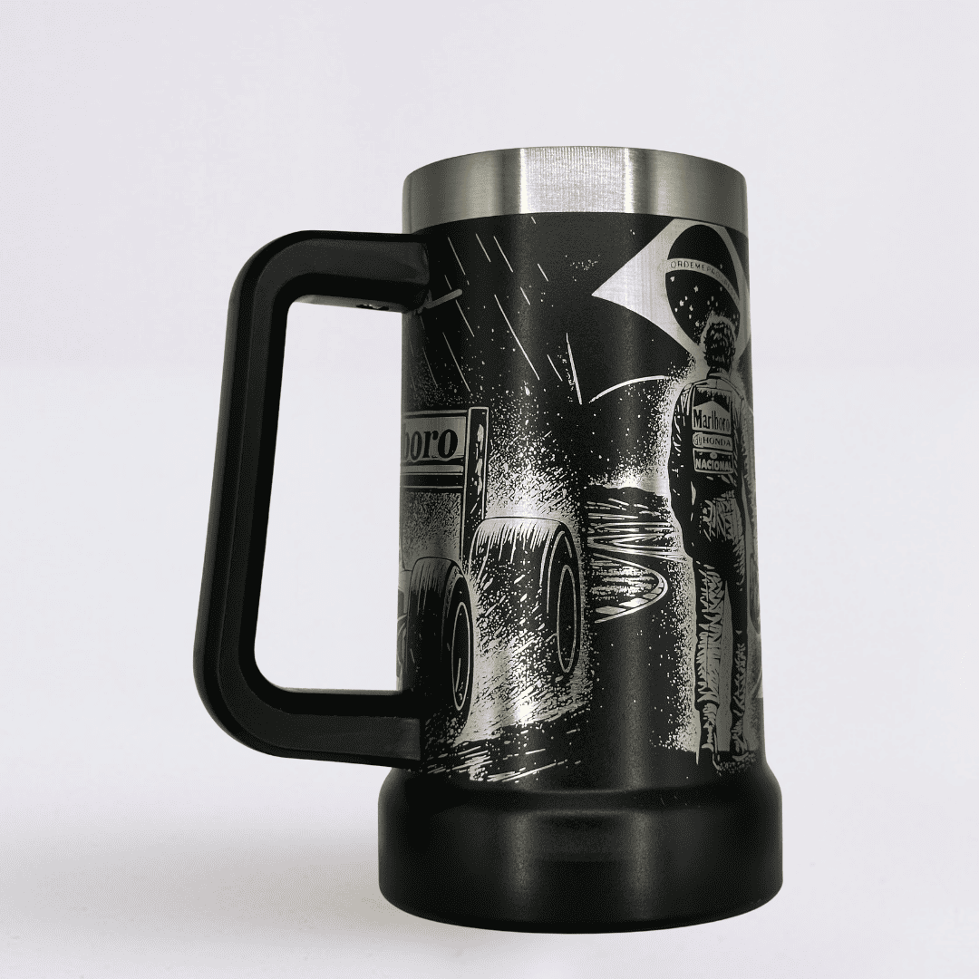 Ayrton Senna –  Caneca Térmica Preta 710ML - Gravação 360° a Laser + Brinde