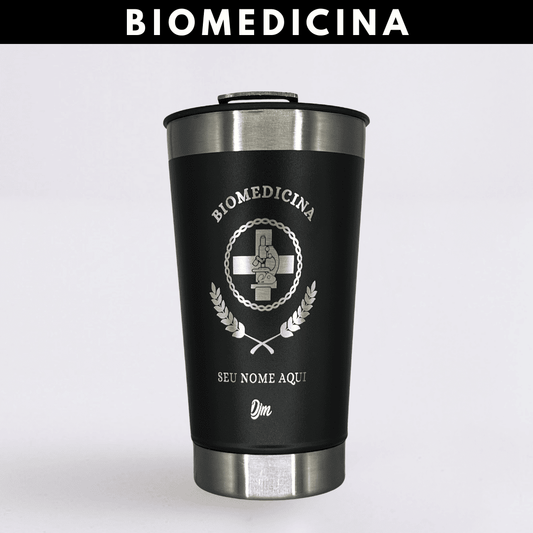 Biomedicina – Copo Térmico Preto Personalizado | Seu Nome + Brinde