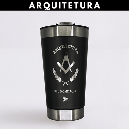 Arquitetura  – Copo Térmico Preto Personalizado | Seu Nome + Brinde