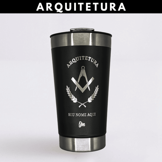 Arquitetura  – Copo Térmico Preto Personalizado | Seu Nome + Brinde