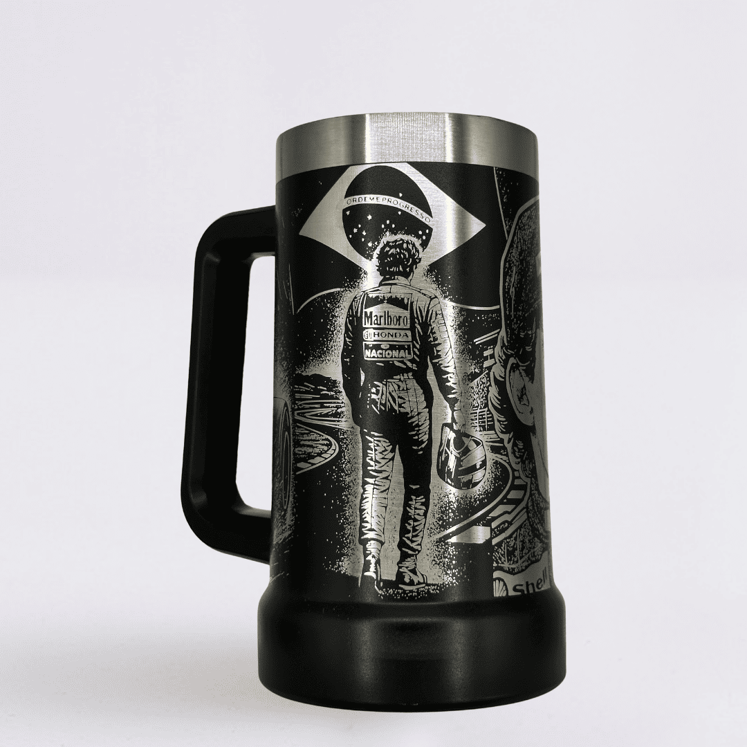 Ayrton Senna –  Caneca Térmica Preta 710ML - Gravação 360° a Laser + Brinde