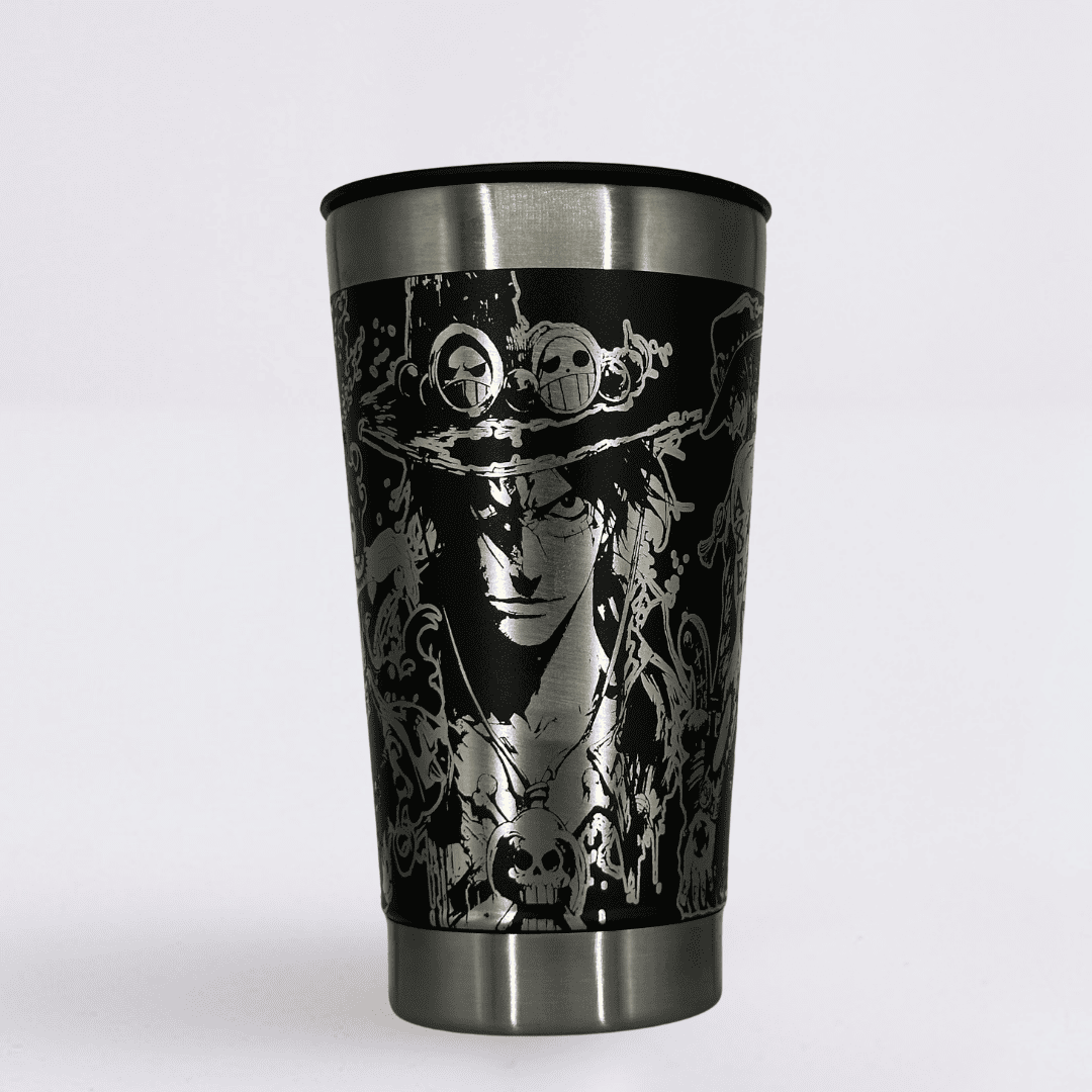 One Piece – Copo Térmico Preto Personalizado 360° a Laser + Brinde