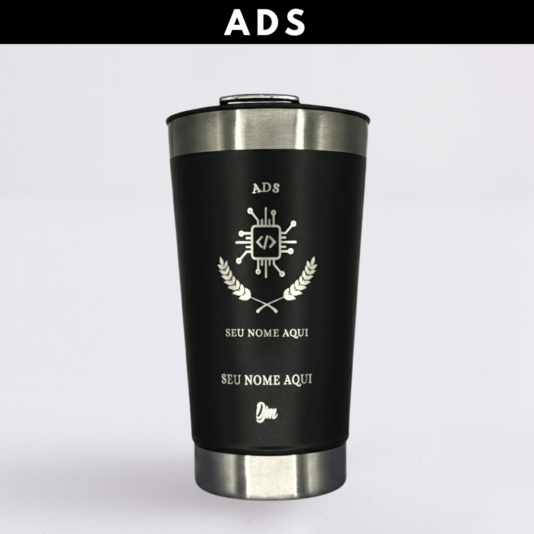 ADS – Copo Térmico Preto Personalizado | Seu Nome + Brinde