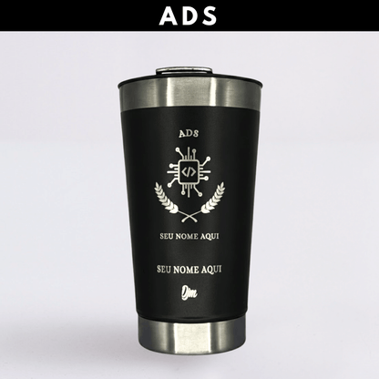 ADS – Copo Térmico Preto Personalizado | Seu Nome + Brinde
