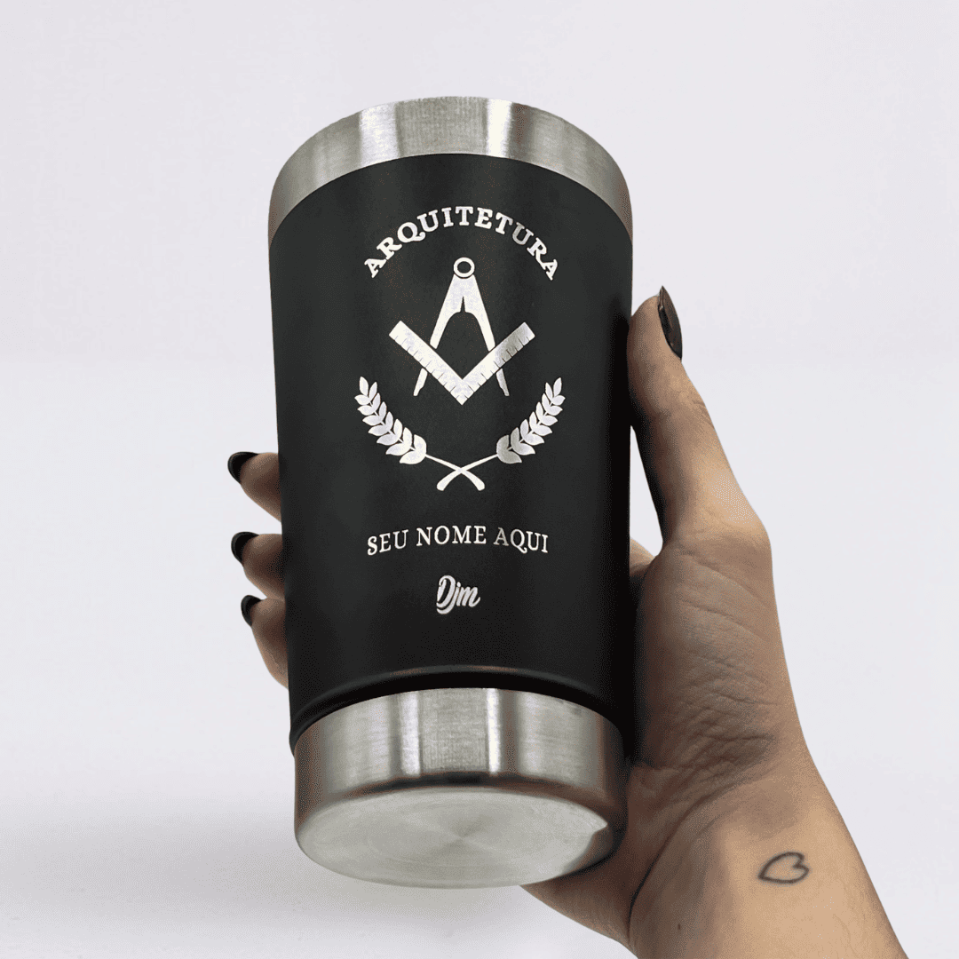 Arquitetura  – Copo Térmico Preto Personalizado | Seu Nome + Brinde