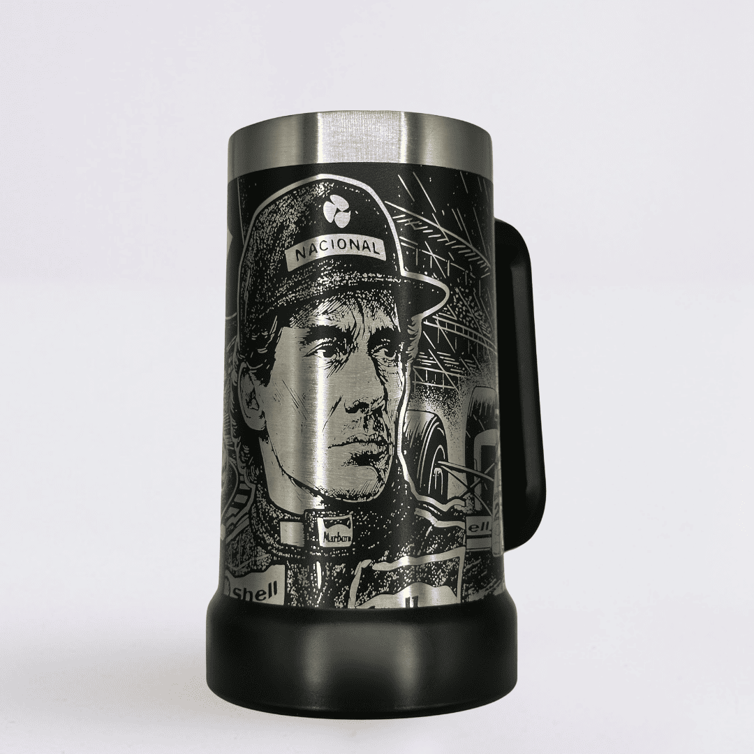 Ayrton Senna –  Caneca Térmica Preta 710ML - Gravação 360° a Laser + Brinde