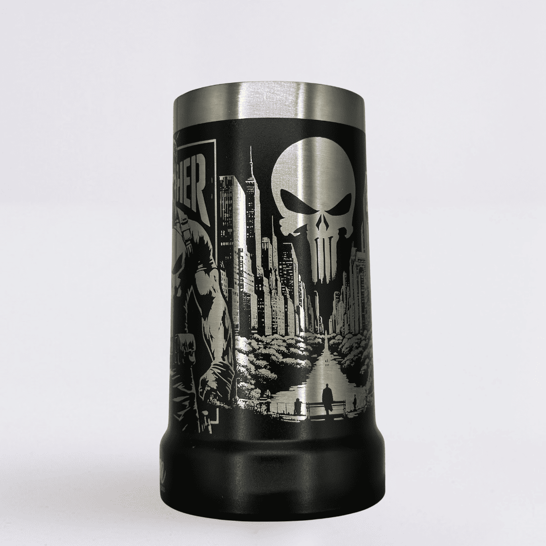 Punisher #01 –  Caneca Térmica Preta 710ML - Gravação 360° a Laser + Brinde