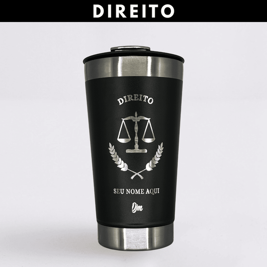 Direito – Copo Térmico Preto Personalizado | Seu Nome + Brinde