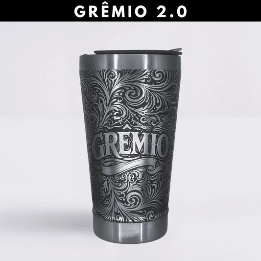 Grêmio 2.0 – Copo Térmico Preto Personalizado 360° a Laser + Brinde