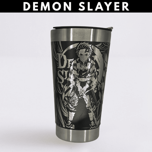Demon Slayer – Copo Térmico Preto Personalizado 360° a Laser + Brinde