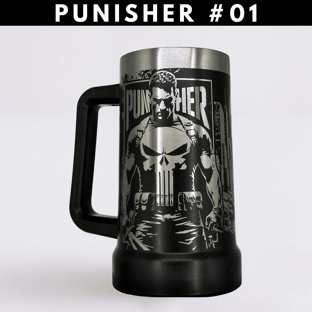 Punisher #01 –  Caneca Térmica Preta 710ML - Gravação 360° a Laser + Brinde