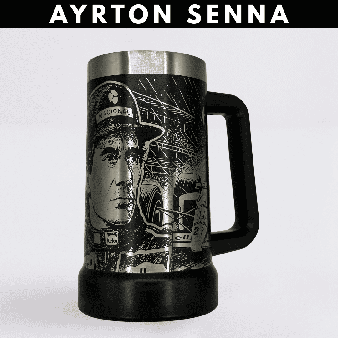 Ayrton Senna –  Caneca Térmica Preta 710ML - Gravação 360° a Laser + Brinde