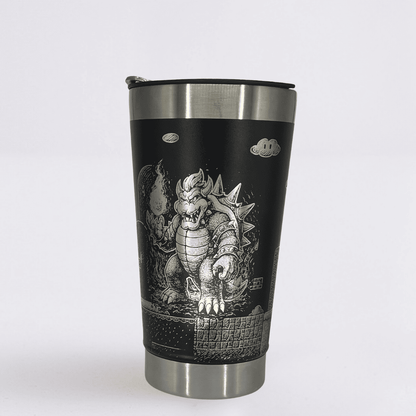 Super Mario – Copo Térmico Preto Personalizado 360° a Laser + Brinde