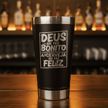 Meme #02 – Coleção Cervejeiros | Copo Térmico Preto + Brinde