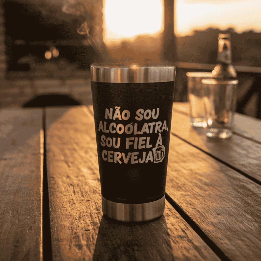 Meme #04 – Coleção Cervejeiros | Copo Térmico Preto + Brinde