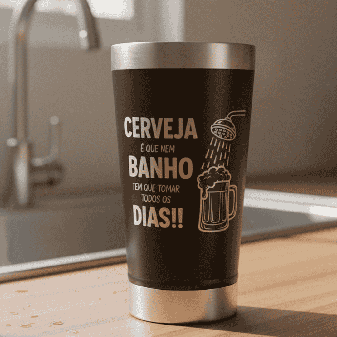 Meme #09 – Coleção Cervejeiros | Copo Térmico Preto + Brinde