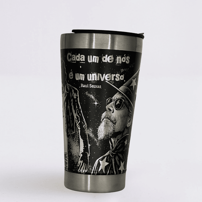 Raul Seixas – Copo Térmico Preto Personalizado 360° a Laser + Brinde