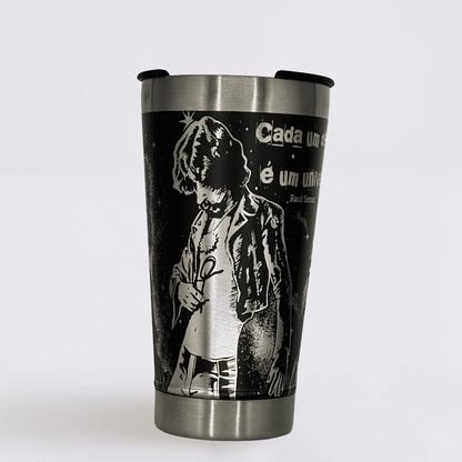 Raul Seixas – Copo Térmico Preto Personalizado 360° a Laser + Brinde