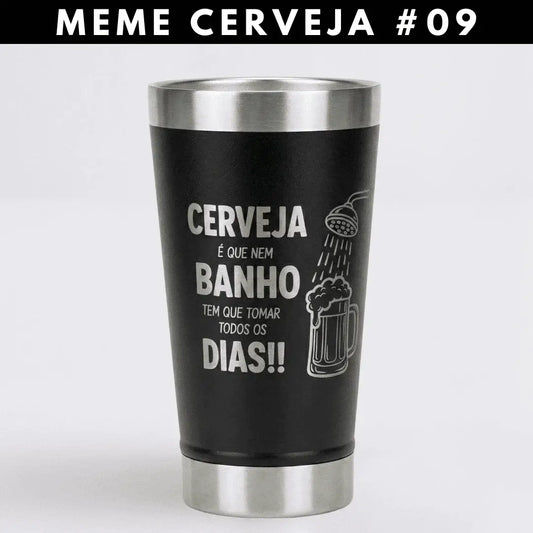 Meme #09 – Coleção Cervejeiros | Copo Térmico Preto + Brinde
