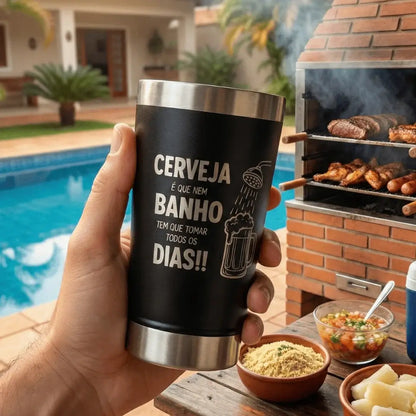 Meme #09 – Coleção Cervejeiros | Copo Térmico Preto + Brinde