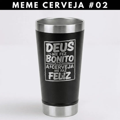 Meme #02 – Coleção Cervejeiros | Copo Térmico Preto + Brinde