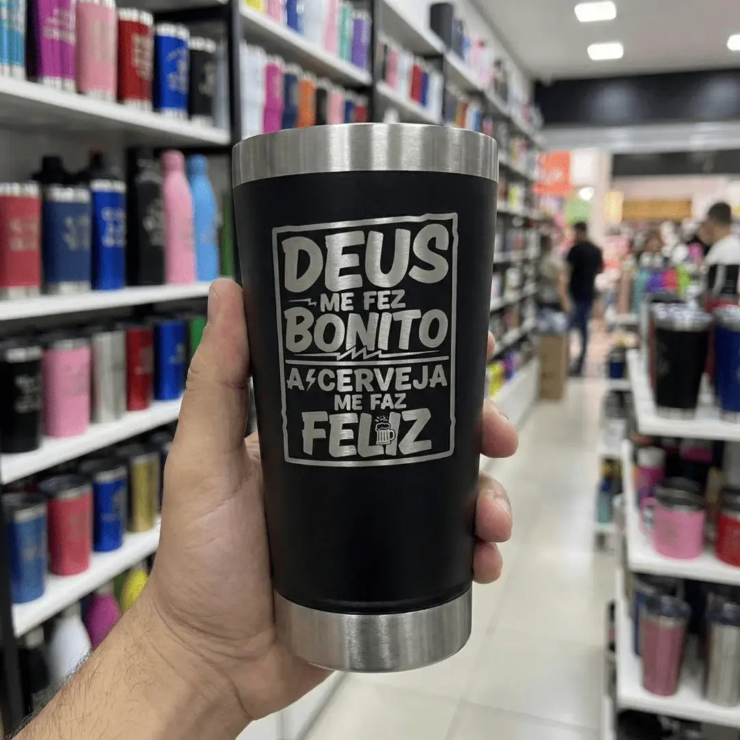 Meme #02 – Coleção Cervejeiros | Copo Térmico Preto + Brinde