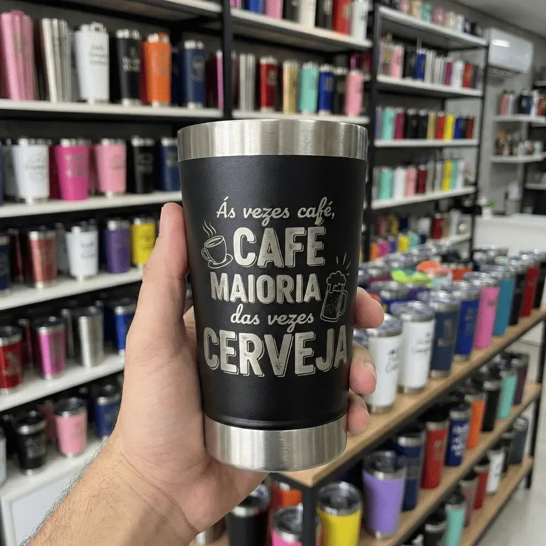 Meme #10 – Coleção Cervejeiros | Copo Térmico Preto + Brinde